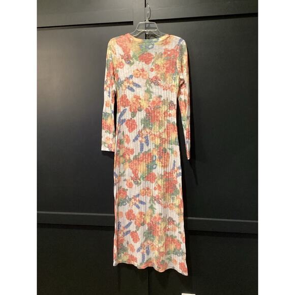 Sonnet James immy floral ribbed Long Sleeve sweater Dress Multicolor long midi S - Picture 3 of 14